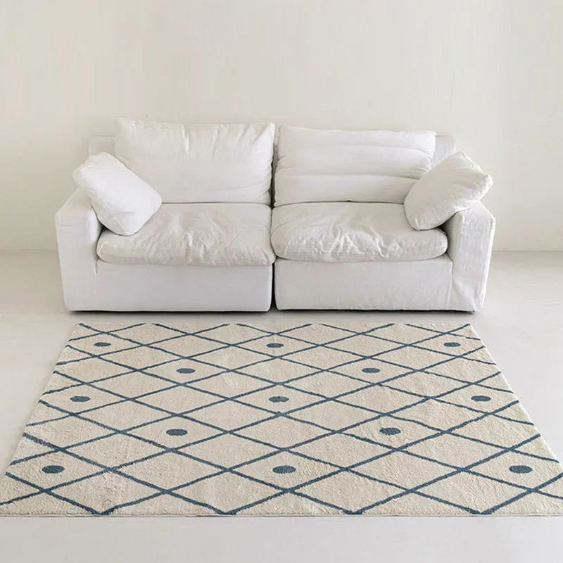Retro Checkered Carpet Living Room Large Area Plush Rugs