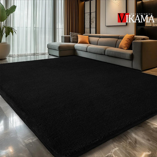 Black Area Plush for Bedroom Living Room Fluffy Rug