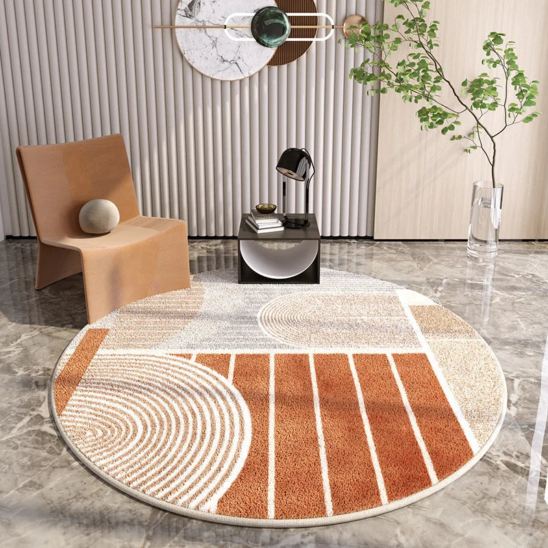 Light Luxury Lounge Round Rug Minimalist Cream Rug