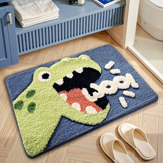 Cartoon Dinosaur Pattern Bathroom Non Slip Water Absorbent Floor Mats