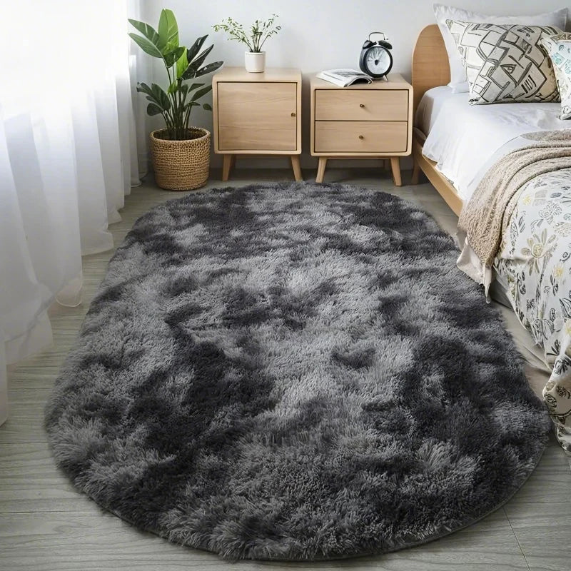 Fluffy Oval Plush Carpet Extra Soft Rug For Living Room
