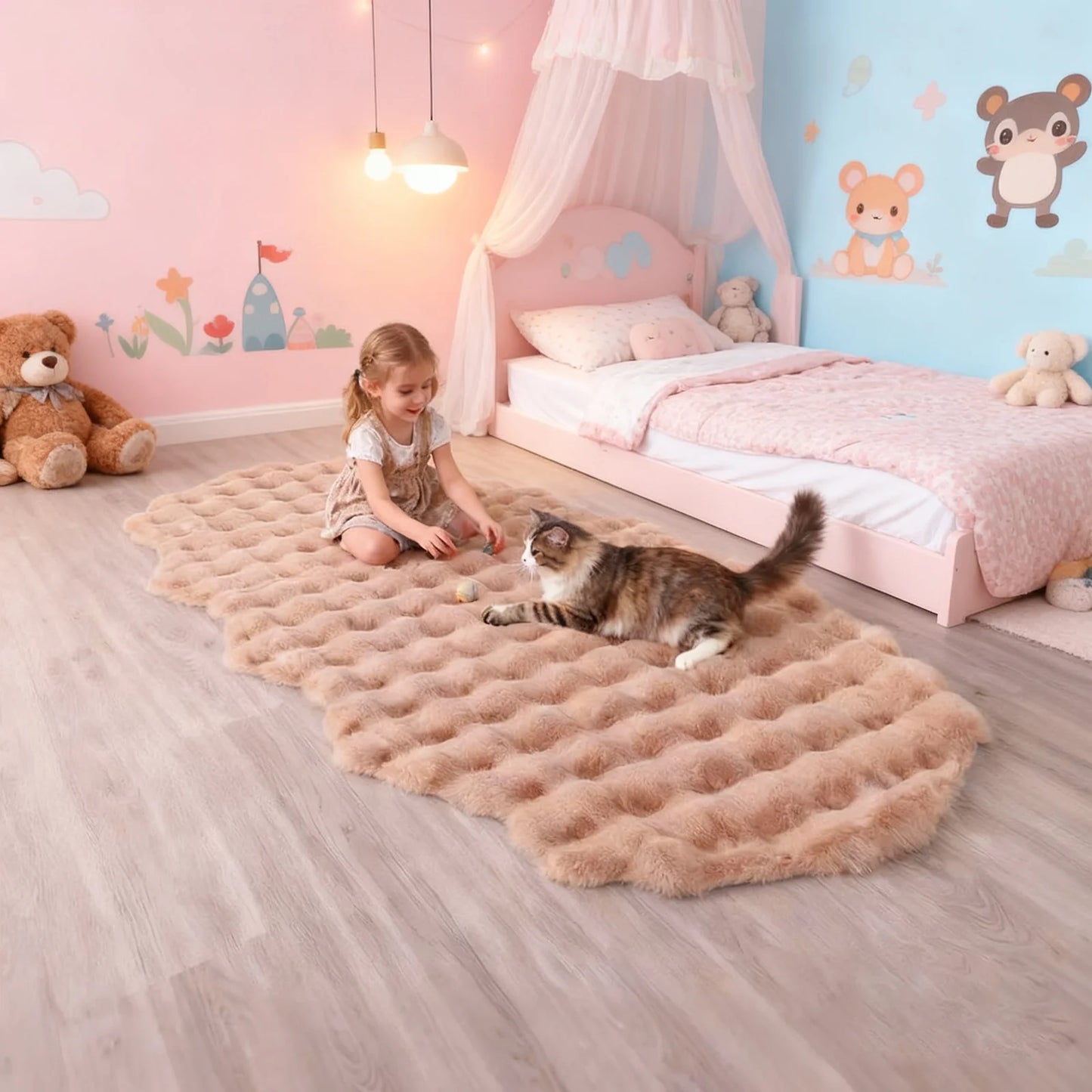 Bubble Velvet Faux Rabbit Fur Rug Ultra Soft