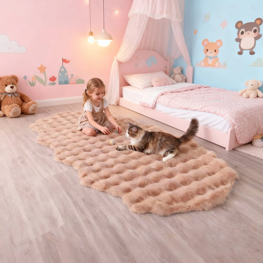 Bubble Velvet Faux Rabbit Fur Rug Ultra Soft