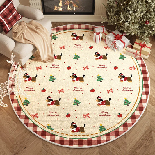 Christmas Style Bedroom Decor Round Carpet Red Carpets
