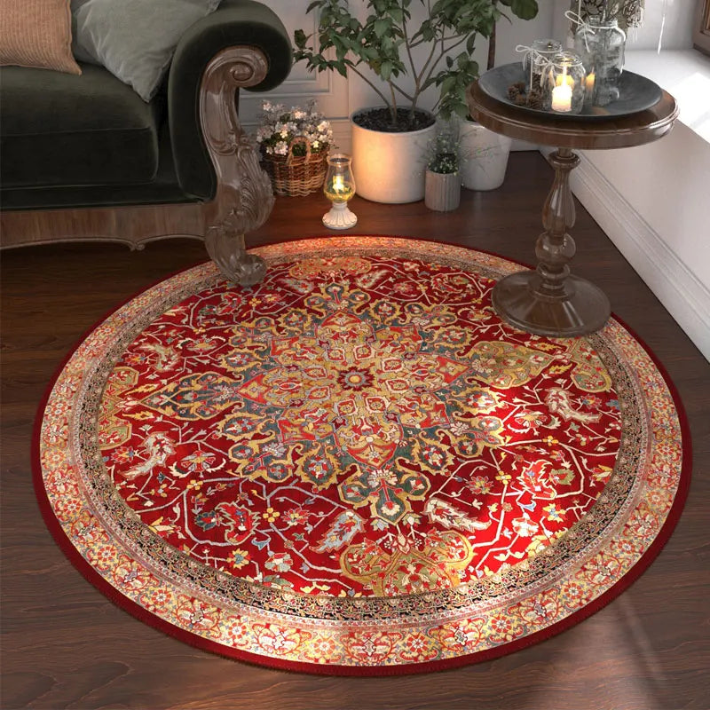 Nordic Style Bedroom Decor Round Carpet Retro American