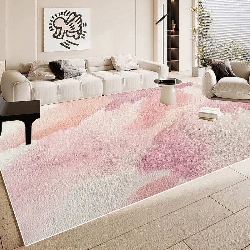 Simple Pink Large Easy Clean Minimalism Sofa Area Rugs