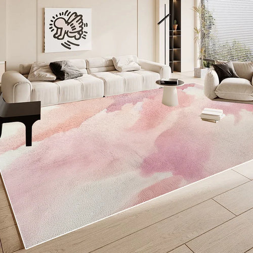 Simple Pink Large Easy Clean Minimalism Sofa Area Rugs