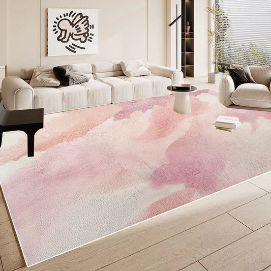 Simple Pink Large Easy Clean Minimalism Sofa Area Rugs
