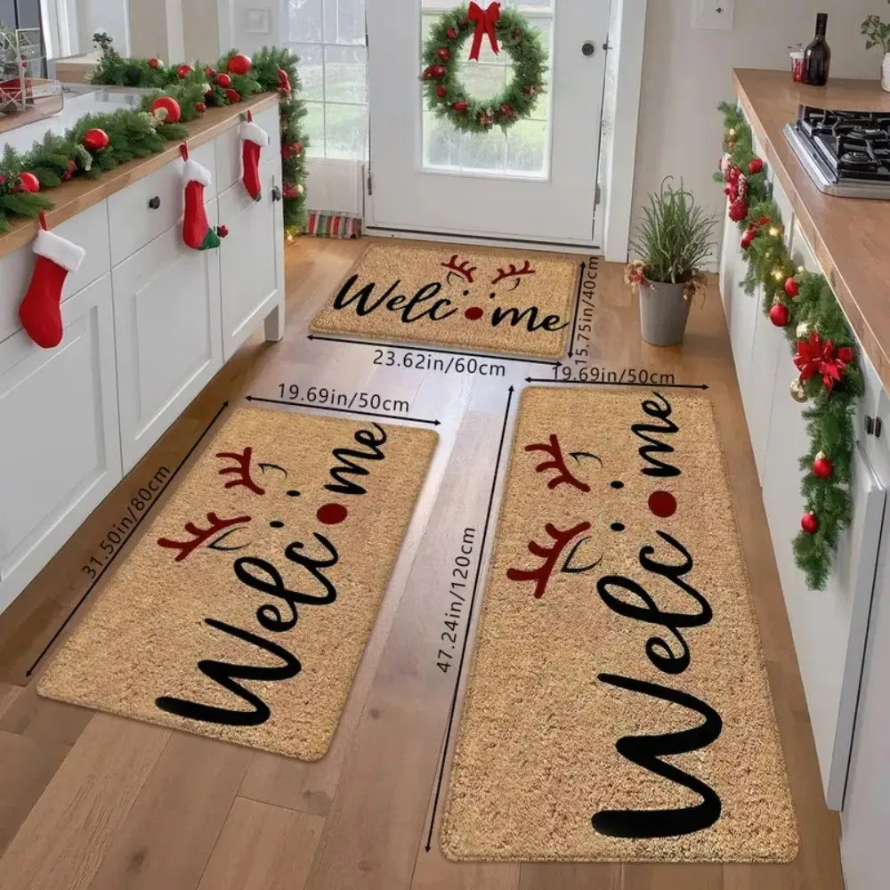 1PC Reindeer Pattern Christmas Theme Entrance Door Floor Mat