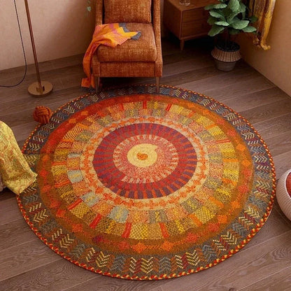 Vintage Bohemian Ethnic Style Circular Printed Carpet