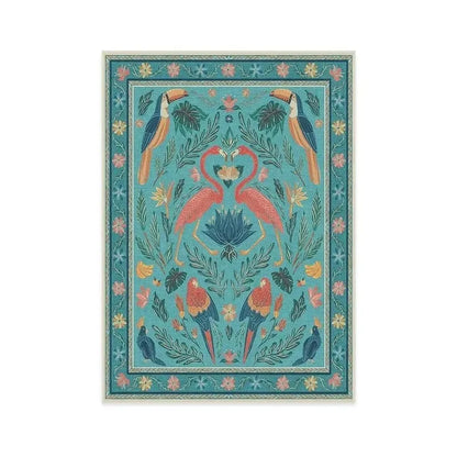 American Pastoral Style Flora Fauna Print Rugs