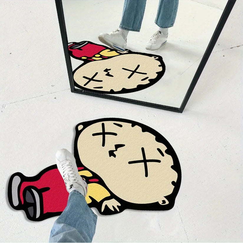 Cartoon Character Fleece Irregular Living Room Sofa Throw Rug