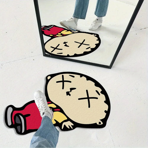 Cartoon Character Fleece Irregular Living Room Sofa Throw Rug