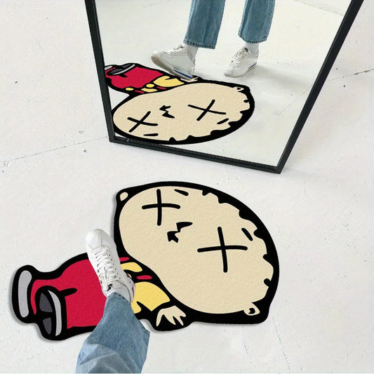 Cartoon Character Fleece Irregular Living Room Sofa Throw Rug