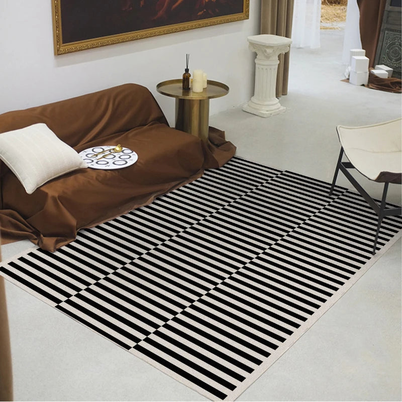 Light Luxury Rugs for Bedroom Black White Plaid