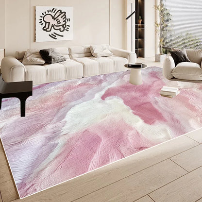 Simple Pink Large Easy Clean Minimalism Sofa Area Rugs