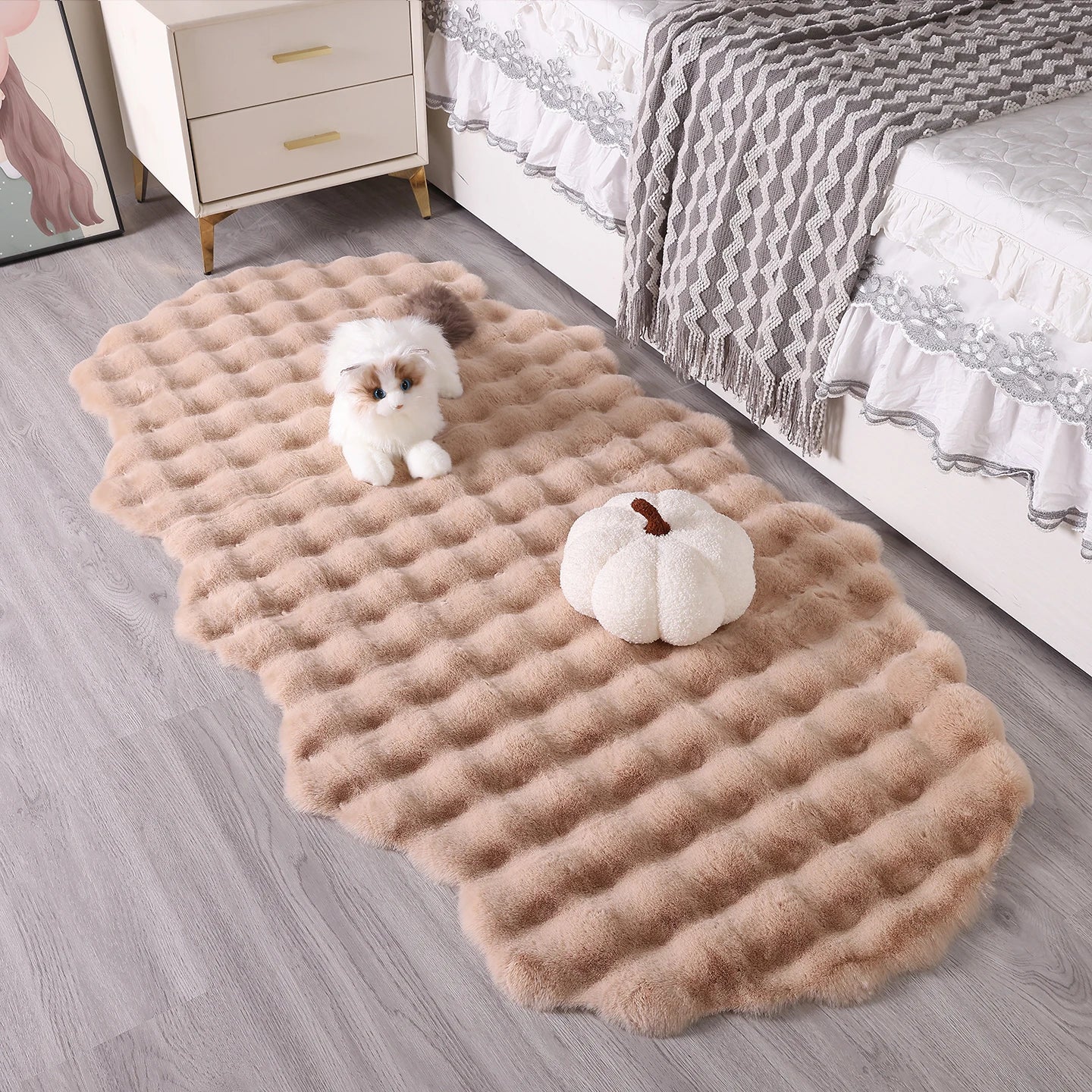 Bubble Velvet Faux Rabbit Fur Rug Ultra Soft