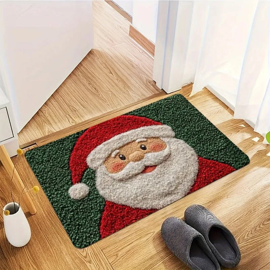 Christmas Crystal Velvet Floor Mat Xmas Holiday Decoration New Year 2026 Santa Claus Carpet
