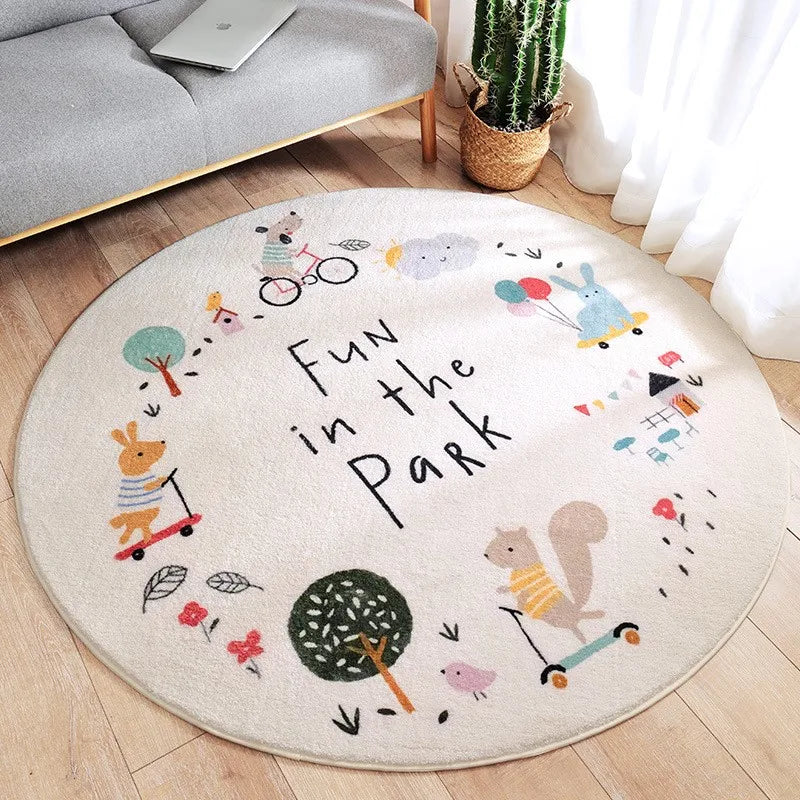 Nordic Style Carpets Cartoon Bedroom Decor Round Carpet