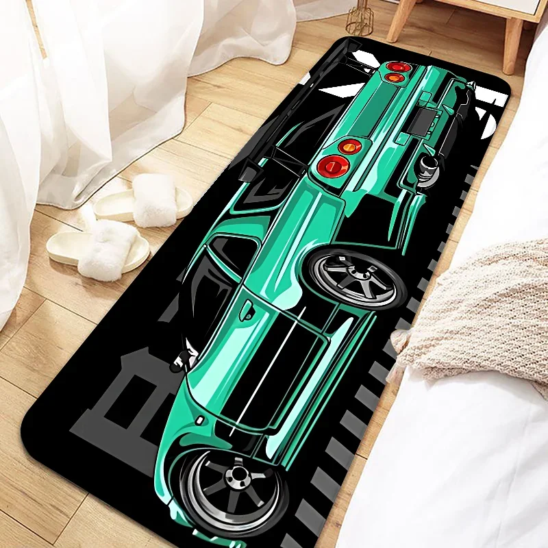 Cool Racing Carpet Non-Slip Soft Bedroom Bedside Rugs