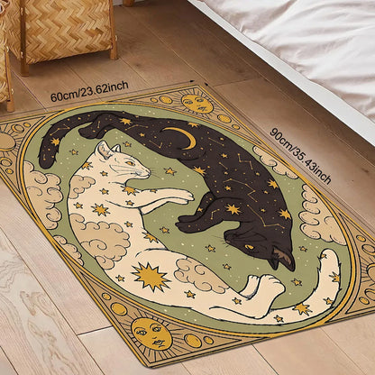 Yin Yang Cat Floor Mat Feature Doormat Soft Rug