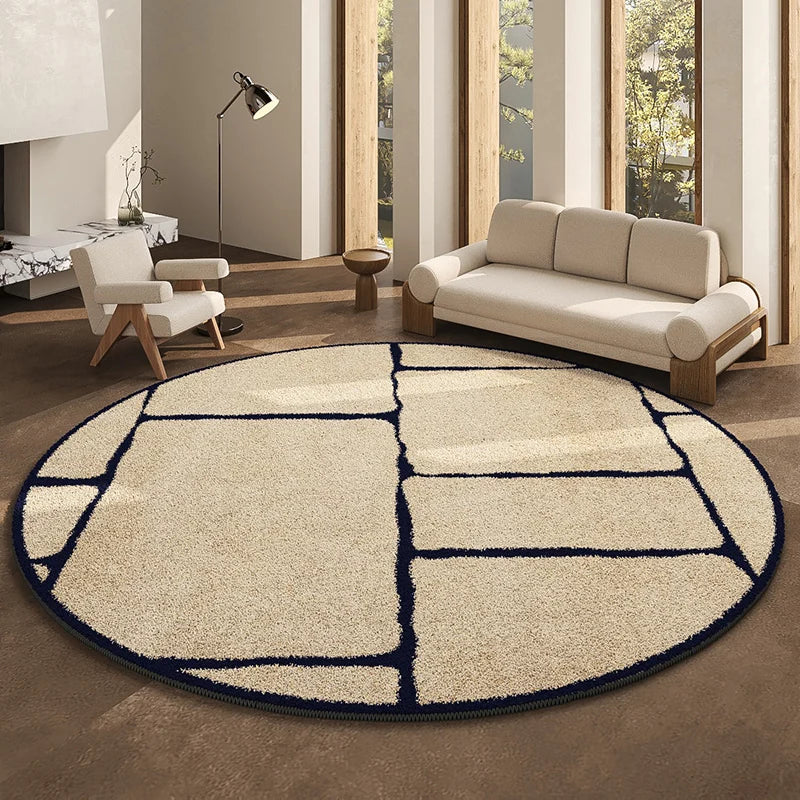 Round Geometric Living Room Carpet Modern Minimalist