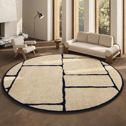 Round Geometric Living Room Carpet Modern Minimalist
