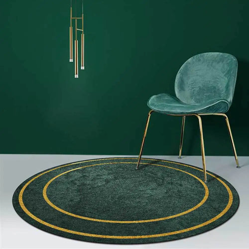 Light Luxury Rugs For Bedroom Dark Green Round Carpets