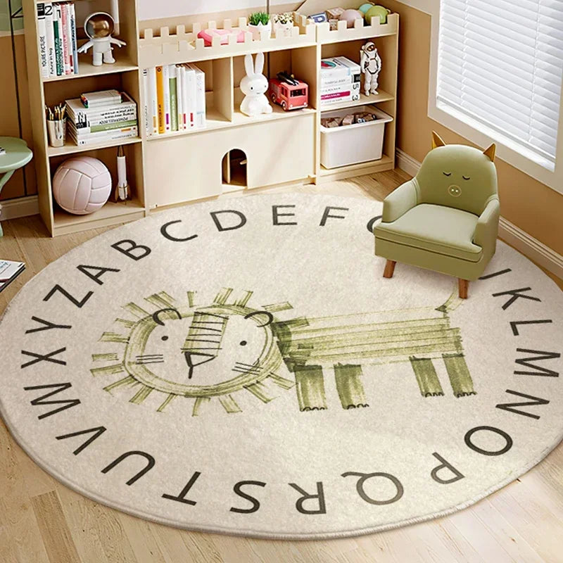 Cartoon Style Bedroom Decor Lion Pattern Carpet