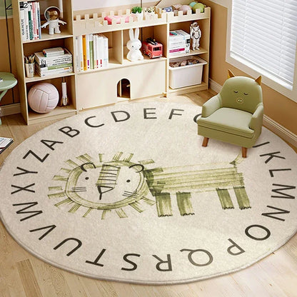 Cartoon Style Bedroom Decor Lion Pattern Carpet