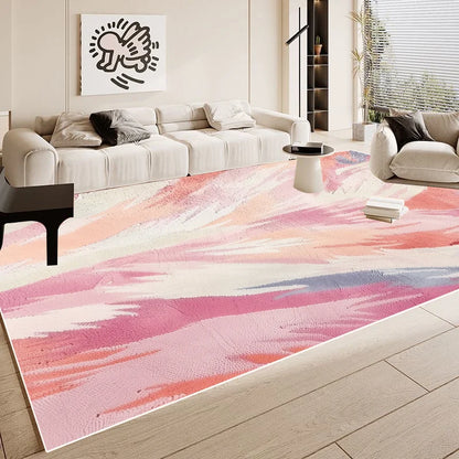Simple Pink Large Easy Clean Minimalism Sofa Area Rugs