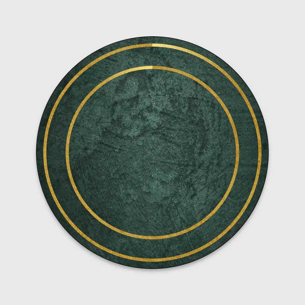 Light Luxury Rugs For Bedroom Dark Green Round Carpets