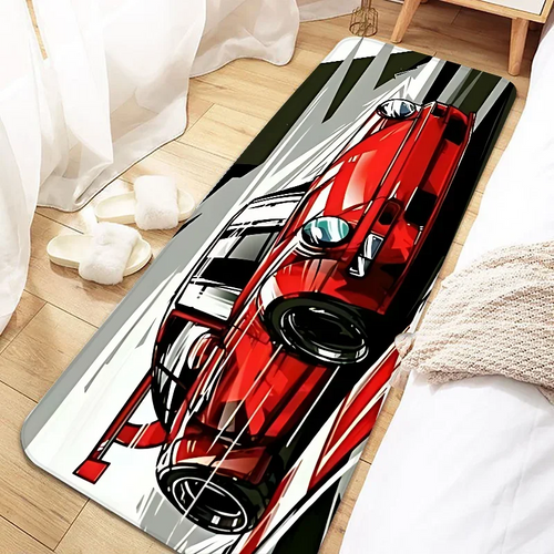 Cool Racing Carpet Non-Slip Soft Bedroom Bedside Rugs