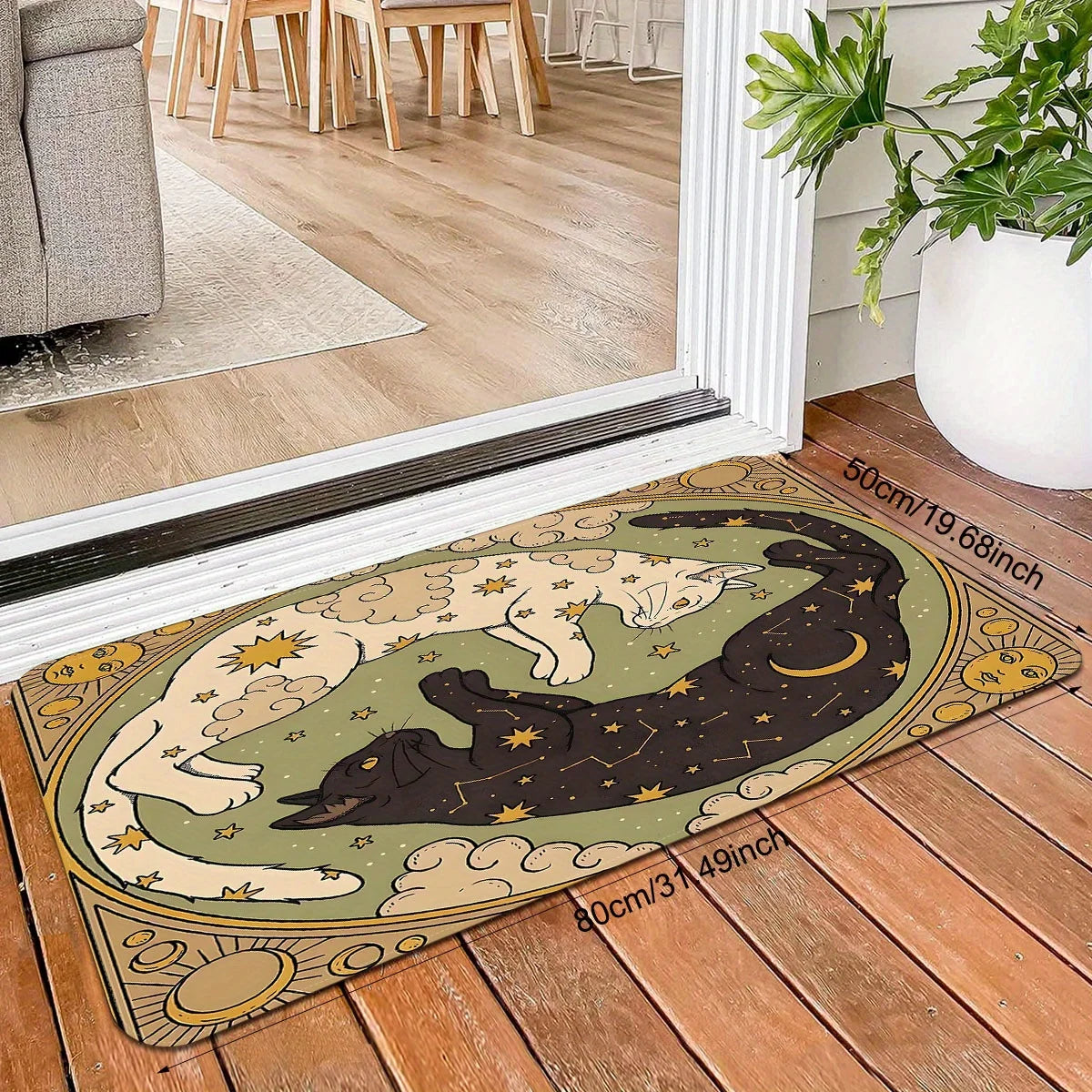 Yin Yang Cat Floor Mat Feature Doormat Soft Rug