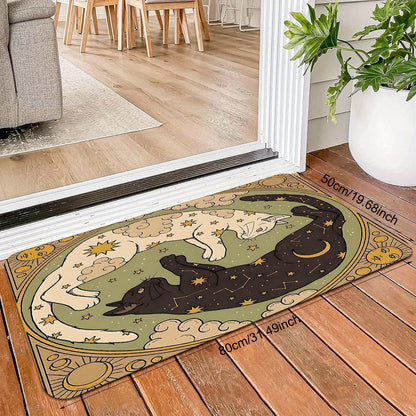 Yin Yang Cat Floor Mat Feature Doormat Soft Rug