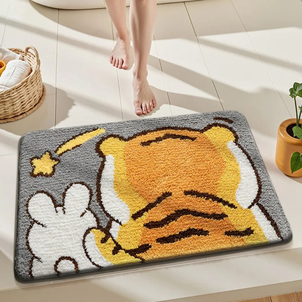 Cartoon Dinosaur Pattern Bathroom Non Slip Water Absorbent Floor Mats