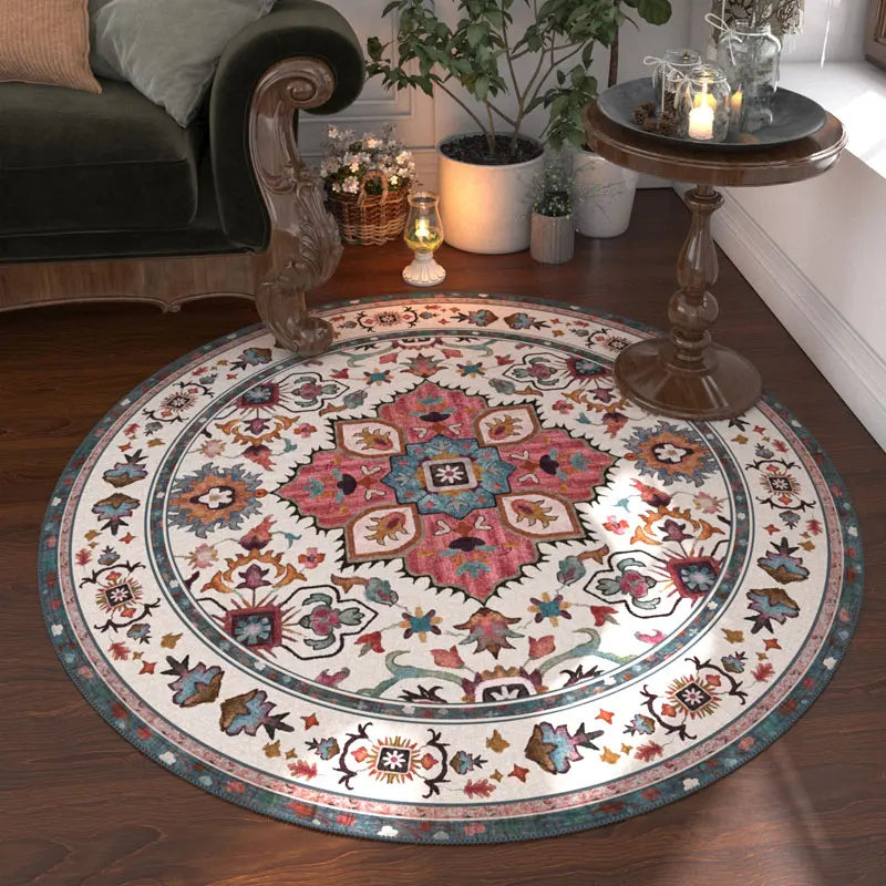 Nordic Style Bedroom Decor Round Carpet Retro American