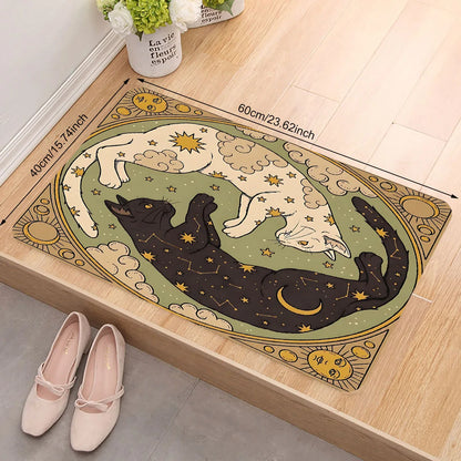 Yin Yang Cat Floor Mat Feature Doormat Soft Rug