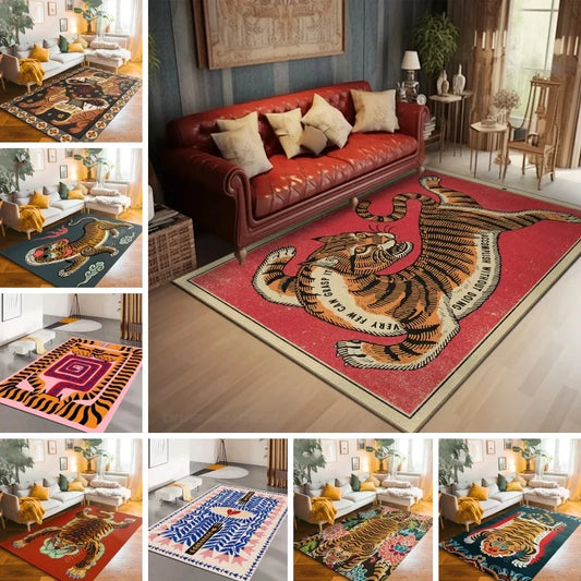 Bohemian Tibetan Tiger Floral Carpet