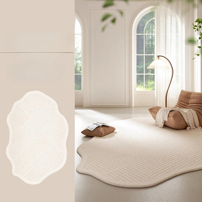 Cream Style Carpets Irregular Shapes Bedroom Decor Soft Carpet