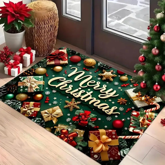 1PC "Merry Christmas" Word Christmas Gift Pattern Home Entrance Doormat