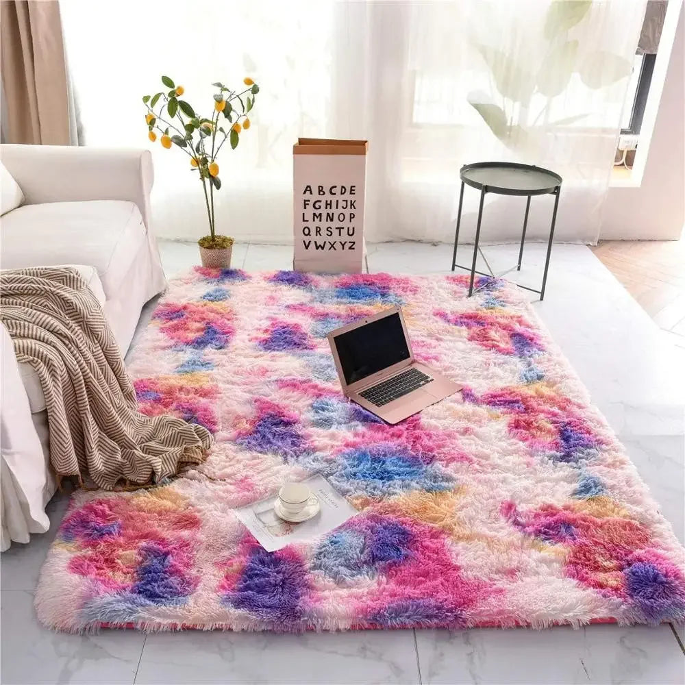 Modern Shag Leopard Print Fluffy Rug