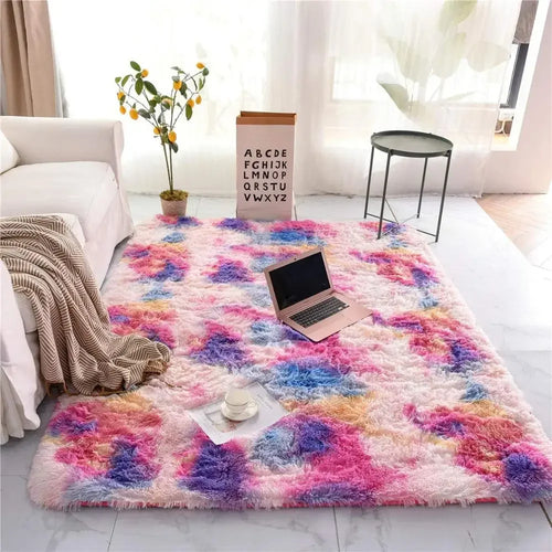 Modern Shag Leopard Print Fluffy Rug