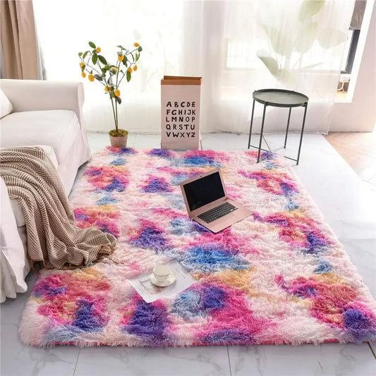 Modern Shag Leopard Print Fluffy Rug