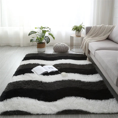 Modern Shag Leopard Print Fluffy Rug