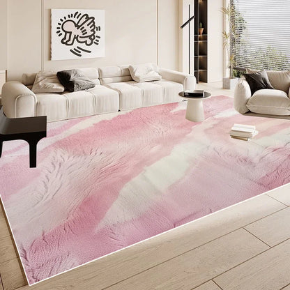Simple Pink Large Easy Clean Minimalism Sofa Area Rugs