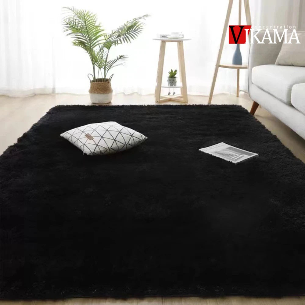 Black Area Plush for Bedroom Living Room Fluffy Rug
