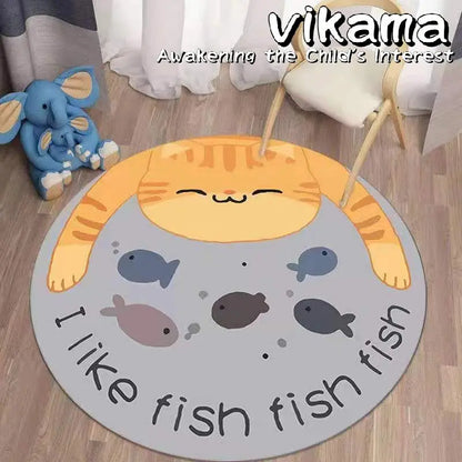 Cartoon Animal Imitation Cashmere Round Carpet
