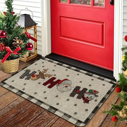 Christmas Happy Welcome Mat Santa Claus