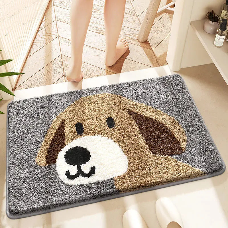 Bathroom Water-Absorbing Rug Cute Anti-Slip Imitation Cashmere